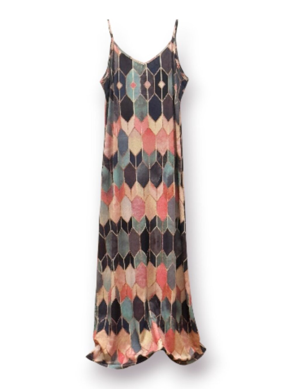 SHEIN Geometric Chevron Print Cami Maxi Dress 0XL Like New